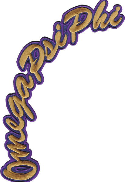 Omega Psi Phi Script Large Tackle Twill Rocker Iron-On Patch [Gold]