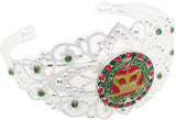 Order Of The Amaranth Crown Filigree Ladies Bangle Bracelet With Stones [Silver/Green]
