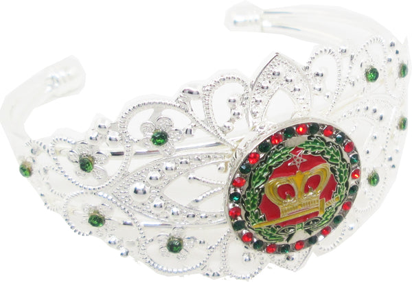 Order Of The Amaranth Crown Filigree Ladies Bangle Bracelet With Stones [Silver/Green]