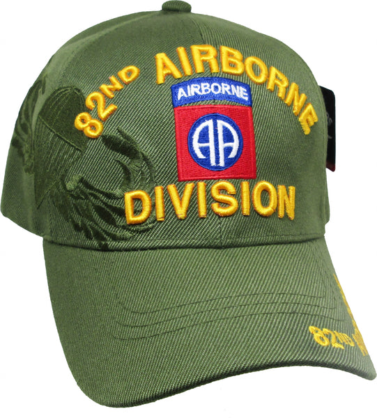 82nd Airborne Division Parachute Wings Shadow Mens Cap [Baseball Cap - Olive Green]