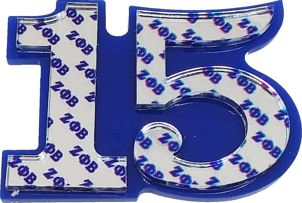 Zeta Phi Beta Acrylic Line #15 Pin [Blue/Silver]