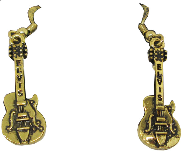 Elvis Presley Guitar Ladies Earrings [Dangle/Drop - Gold]