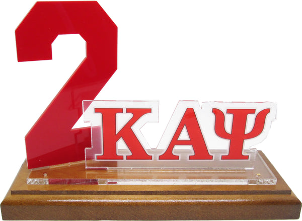 Kappa Alpha Psi Acrylic Desktop Line #2 With Wooden Base [Brown]