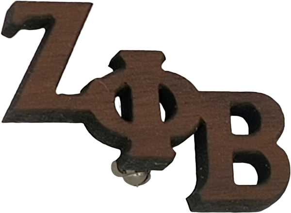 Zeta Phi Beta Small Wood Letter Pin [Brown]