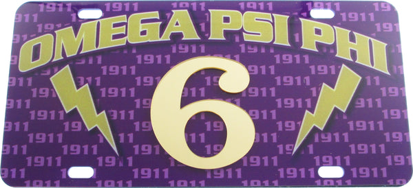 Omega Psi Phi Printed Line #6 License Plate [Purple]