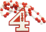 Kappa Alpha Psi Wood Color Bead Tiki Line #4 Medallion [Red/White]