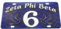 Zeta Phi Beta Printed Line #6 License Plate [Blue]