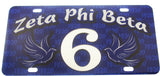 Zeta Phi Beta Printed Line #6 License Plate [Blue]