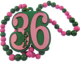 Alpha Kappa Alpha Line #36 Mirror Wood Color Bead Tiki Necklace [Pink/Green]