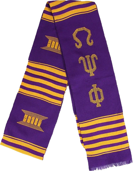 Omega Psi Phi Fraternity Graduation Kente Stole Sash [Purple]