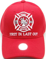 Fire Rescue First In Last Out Mens Cap [Red]