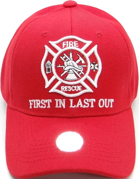 Fire Rescue First In Last Out Mens Cap [Red]