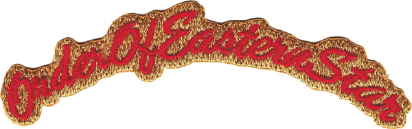 Eastern Star Script Mini Rocker Iron-On Patch [Red]