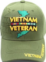 Vietnam Veteran Map & Ribbons Shadow Mens Cap [Baseball Cap - Olive Green]