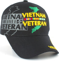 Vietnam Veteran Map & Ribbons Shadow Mens Cap [Baseball Cap - Black]