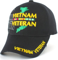 Vietnam Veteran Map & Ribbons Shadow Mens Cap [Baseball Cap - Black]