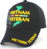 Vietnam Veteran Map & Ribbons Shadow Mens Cap [Baseball Cap - Black]