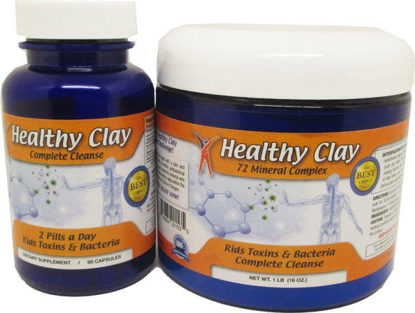 MineCeuticals Healthy Oregon Blue Clay Complete Detox Cleanse Capsules And Bath Powder Pack [Blue]