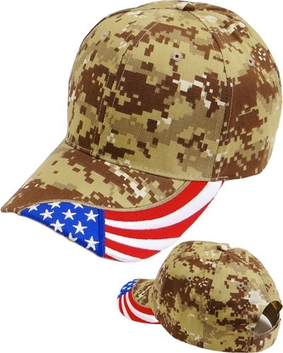 Plain US Flag On Bill Mens Cap [Desert Digital]