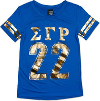 Big Boy Sigma Gamma Rho Foil Divine 9 Ladies Tee [Royal Blue]