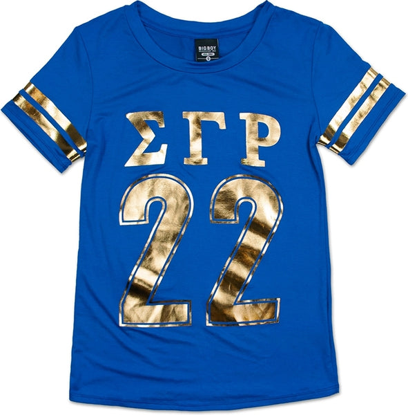 Big Boy Sigma Gamma Rho Foil Divine 9 Ladies Tee [Royal Blue]