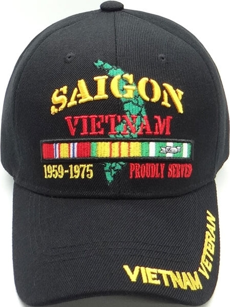 Saigon Vietnam Veteran Proudly Served Mens Cap [Black]