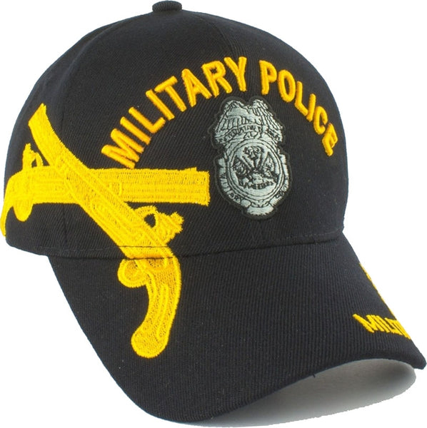 Military Police Badge Shadow Mens Cap [Baseball Cap - Black/Gold]