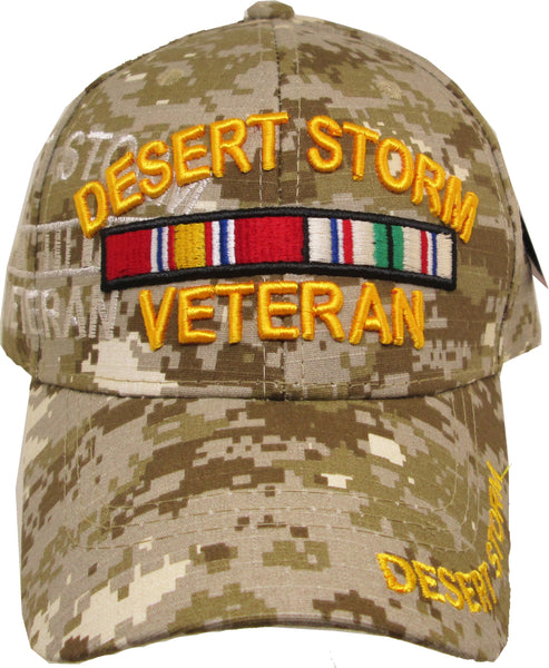 Desert Storm Veteran Ribbons Shadow Mens Cap [Baseball Cap - Desert Digital]