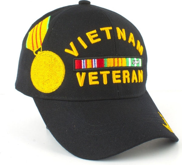 Vietnam Veteran Ribbons With Color Medal Mens Cap [Black]
