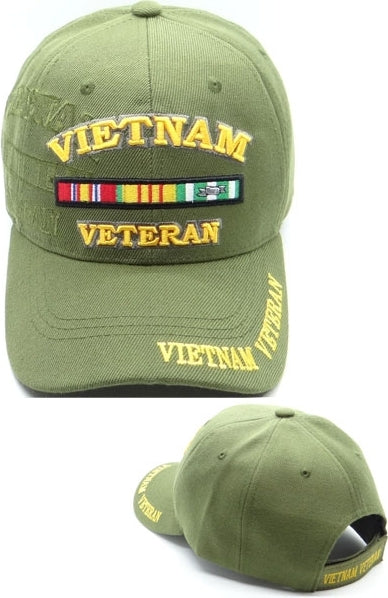 Vietnam Veteran Ribbons Shadow Mens Cap [Baseball Cap - Olive Green]