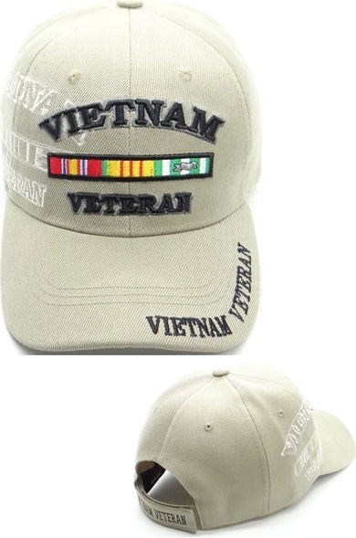 Vietnam Veteran Ribbons Shadow Mens Cap [Baseball Cap - Beige]