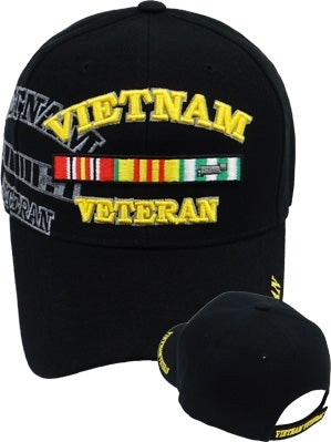 Vietnam Veteran Ribbons Shadow Mens Cap [Baseball Cap - Black]