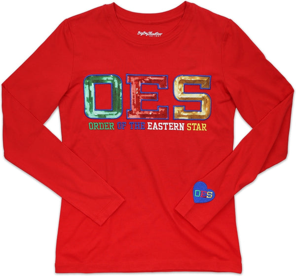 Big Boy Eastern Star Divine Long Sleeve Ladies Tee [Red]