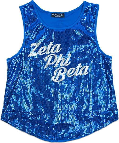 Big Boy Zeta Phi Beta Divine 9 Sequins Tank Top [Royal Blue]