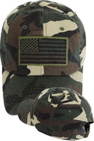 US Flag Tone-On-Tone Relaxed Cotton Mens Baseball Cap [Woodland Camouflage]