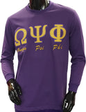 Buffalo Dallas Omega Psi Phi Embroidered T-Shirt [Long Sleeve - Purple]