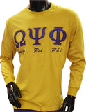 Buffalo Dallas Omega Psi Phi Embroidered T-Shirt [Long Sleeve - Gold]