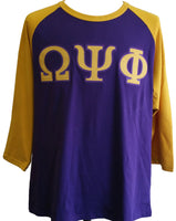 Buffalo Dallas Omega Psi Phi Baseball T-Shirt [3/4 Sleeve - Purple]