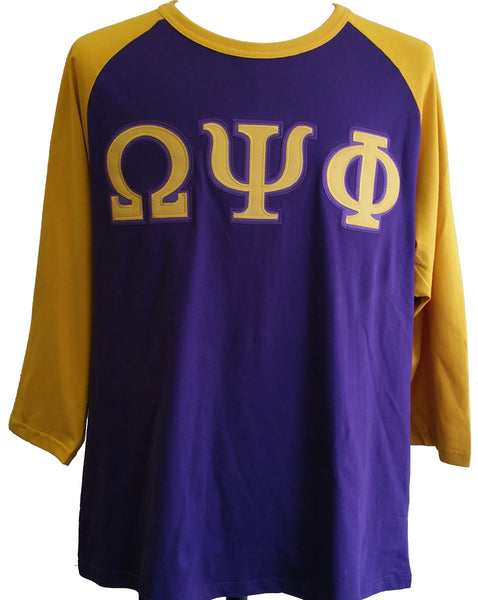 Buffalo Dallas Omega Psi Phi Baseball T-Shirt [3/4 Sleeve - Purple]