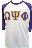 Buffalo Dallas Omega Psi Phi Baseball T-Shirt [3/4 Sleeve - White]