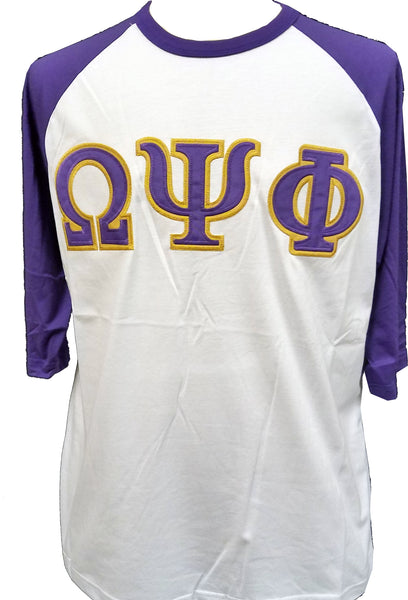Buffalo Dallas Omega Psi Phi Baseball T-Shirt [3/4 Sleeve - White]