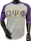 Buffalo Dallas Omega Psi Phi Baseball T-Shirt [3/4 Sleeve - Grey]