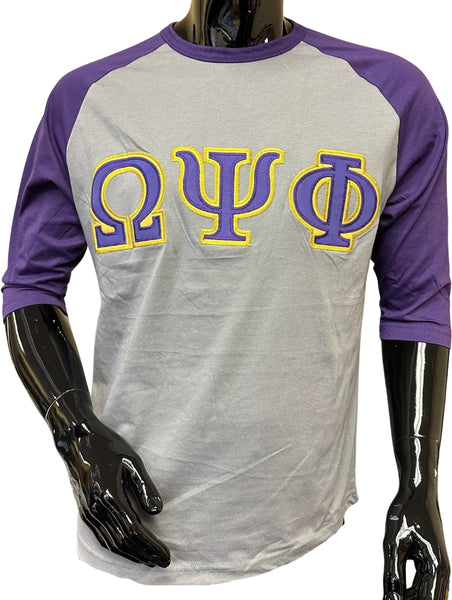 Buffalo Dallas Omega Psi Phi Baseball T-Shirt [3/4 Sleeve - Grey]