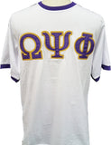 Buffalo Dallas Omega Psi Phi Ringer T-Shirt [Short Sleeve - White]