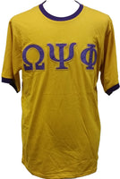Buffalo Dallas Omega Psi Phi Ringer T-Shirt [Short Sleeve - Gold]