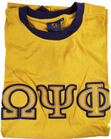 Buffalo Dallas Omega Psi Phi Ringer T-Shirt [Short Sleeve - Gold]