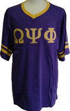 Buffalo Dallas Omega Psi Phi Striped V-Neck T-Shirt [Short Sleeve - Purple]