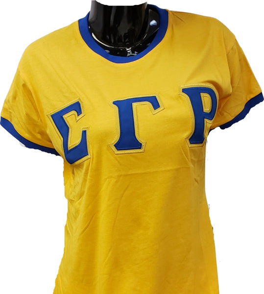 Buffalo Dallas Sigma Gamma Rho Ringer T-Shirt [Short Sleeve - Gold]