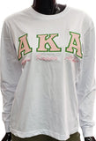 Buffalo Dallas Alpha Kappa Alpha Embroidered T-Shirt [Long Sleeve - White]