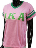 Buffalo Dallas Alpha Kappa Alpha Striped V-Neck T-Shirt [Short Sleeve - Pink]